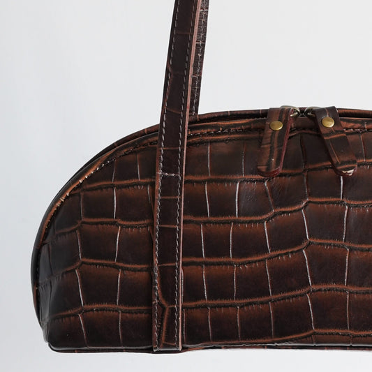 Cartera Gigi Croco Chocolate