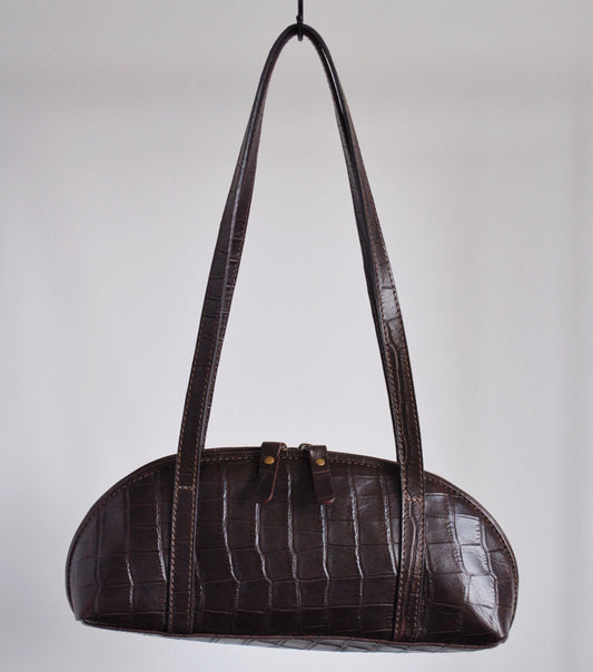 Cartera Gigi Croco Chocolate